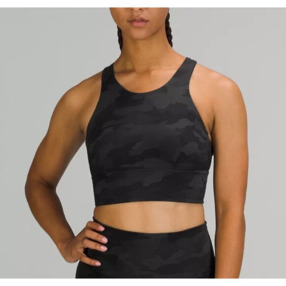 Lululemon Wunder Train Longline Bra, black Camo, Size 6 J199 - Picture 1 of 6